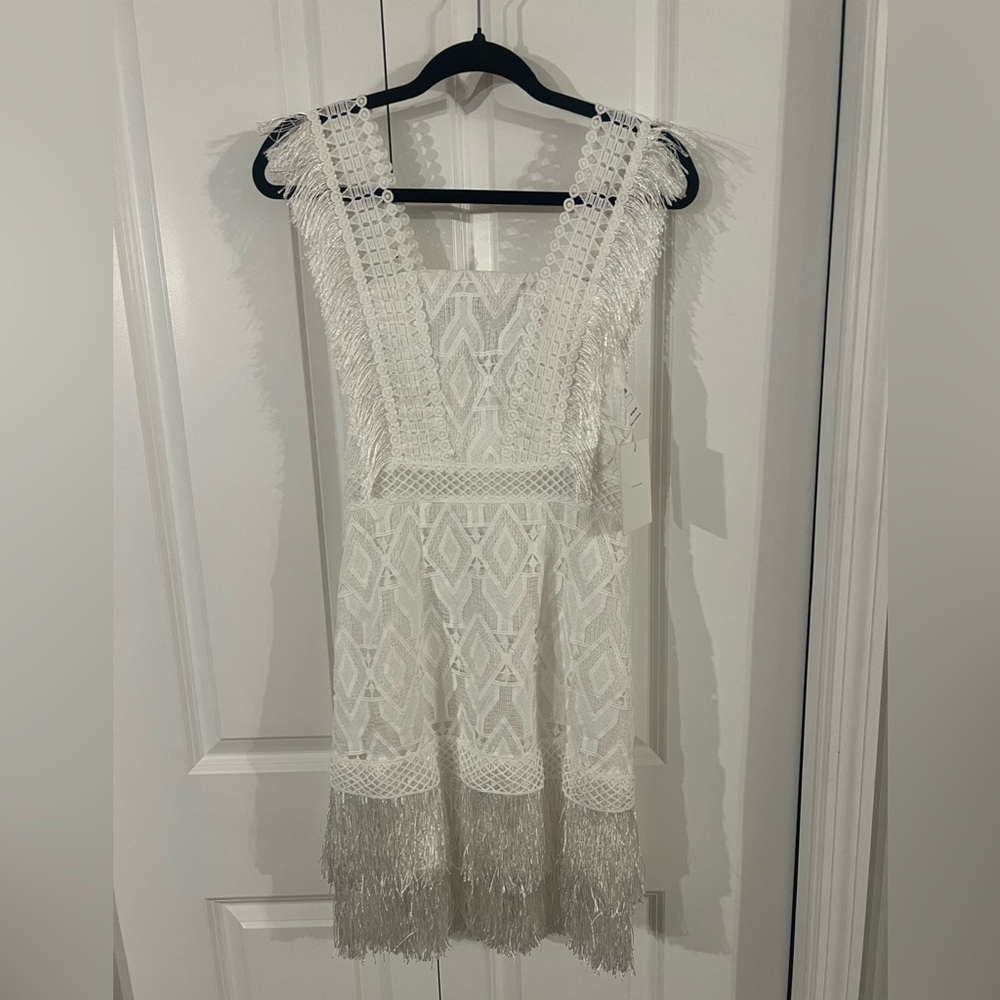 Cocktail dress:Avantlook Neiman Marcus Elegant White Fringe Dress